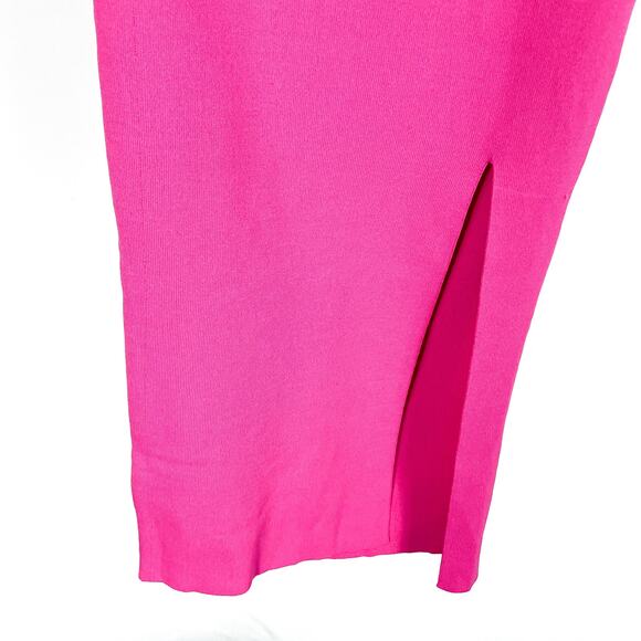 Superdown Zoe Square Neck Midi Dress Pink Knit Side Slit Sleeveless Sz S - Picture 6 of 11